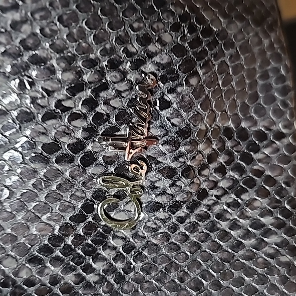 Cole Haan Gray Snake-Embossed Tote with Top Handles - Picture 7 of 13